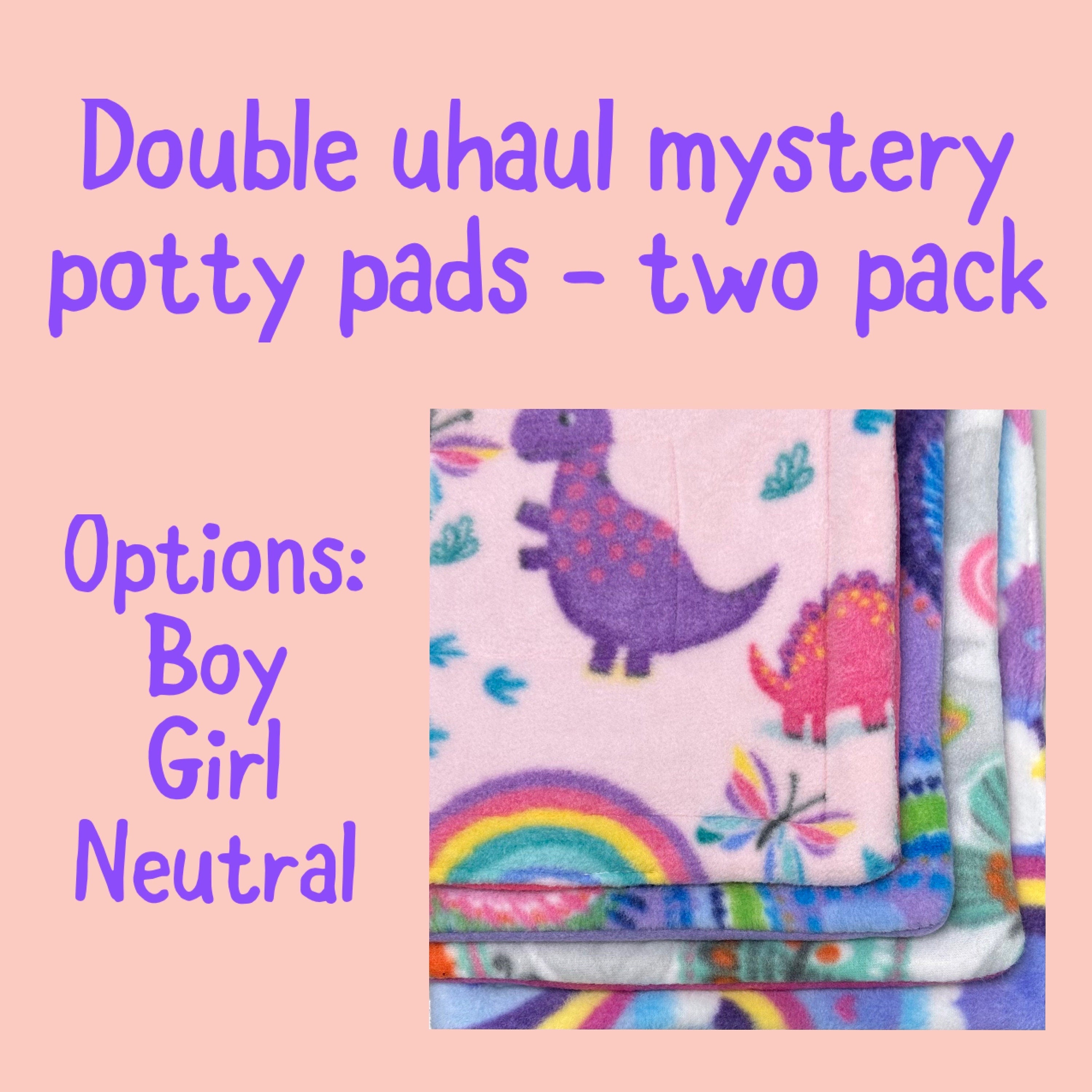 Guinea Pig Potty Pads: Double Uhaul Fleece Pee Pads, Mystery Prints (Set of 2)