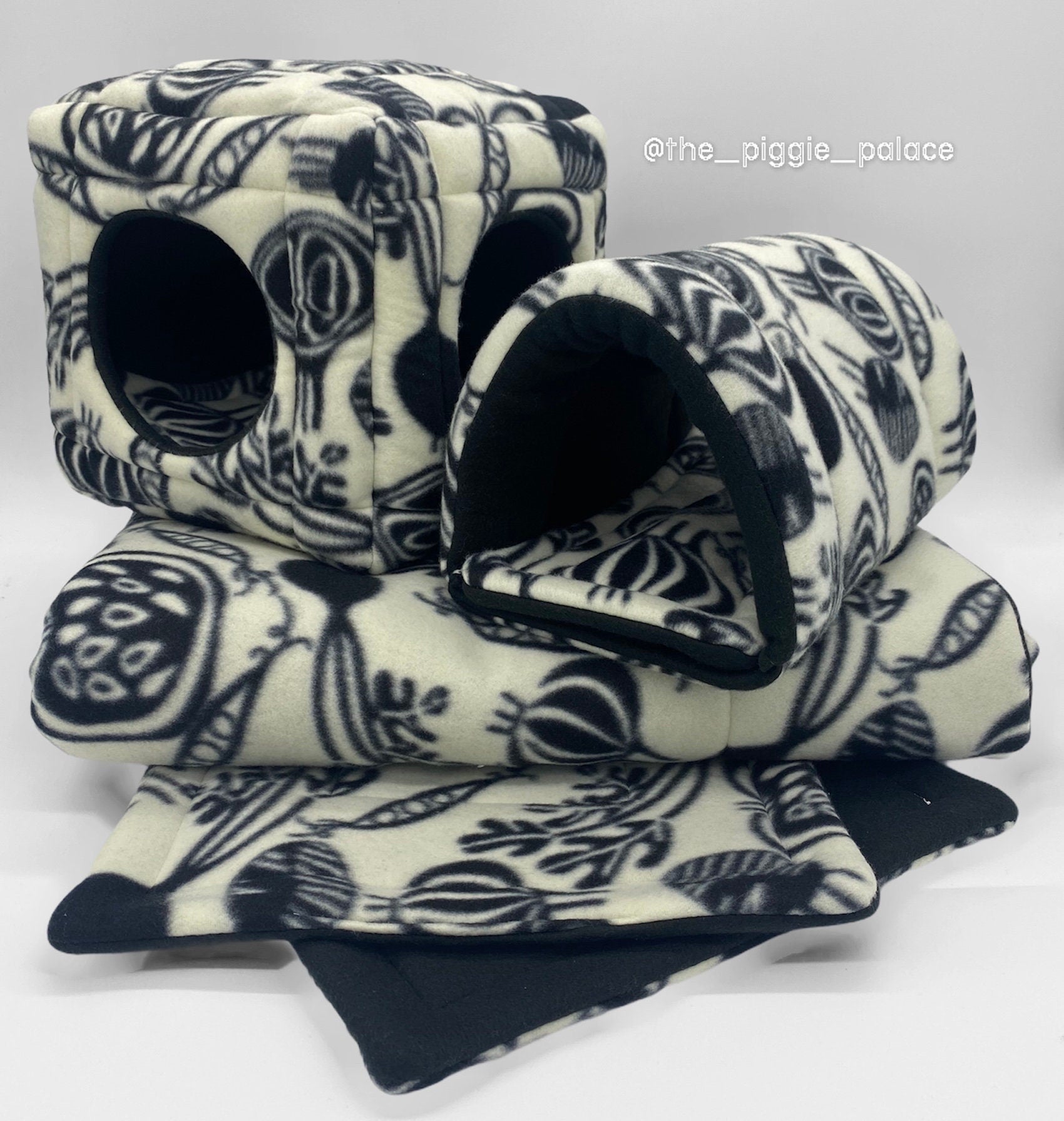 Guinea Pig Fleece Cage Starter Set  | Fleece Cage Liner | Cuddle Cube  | Tunnel | Potty Pads