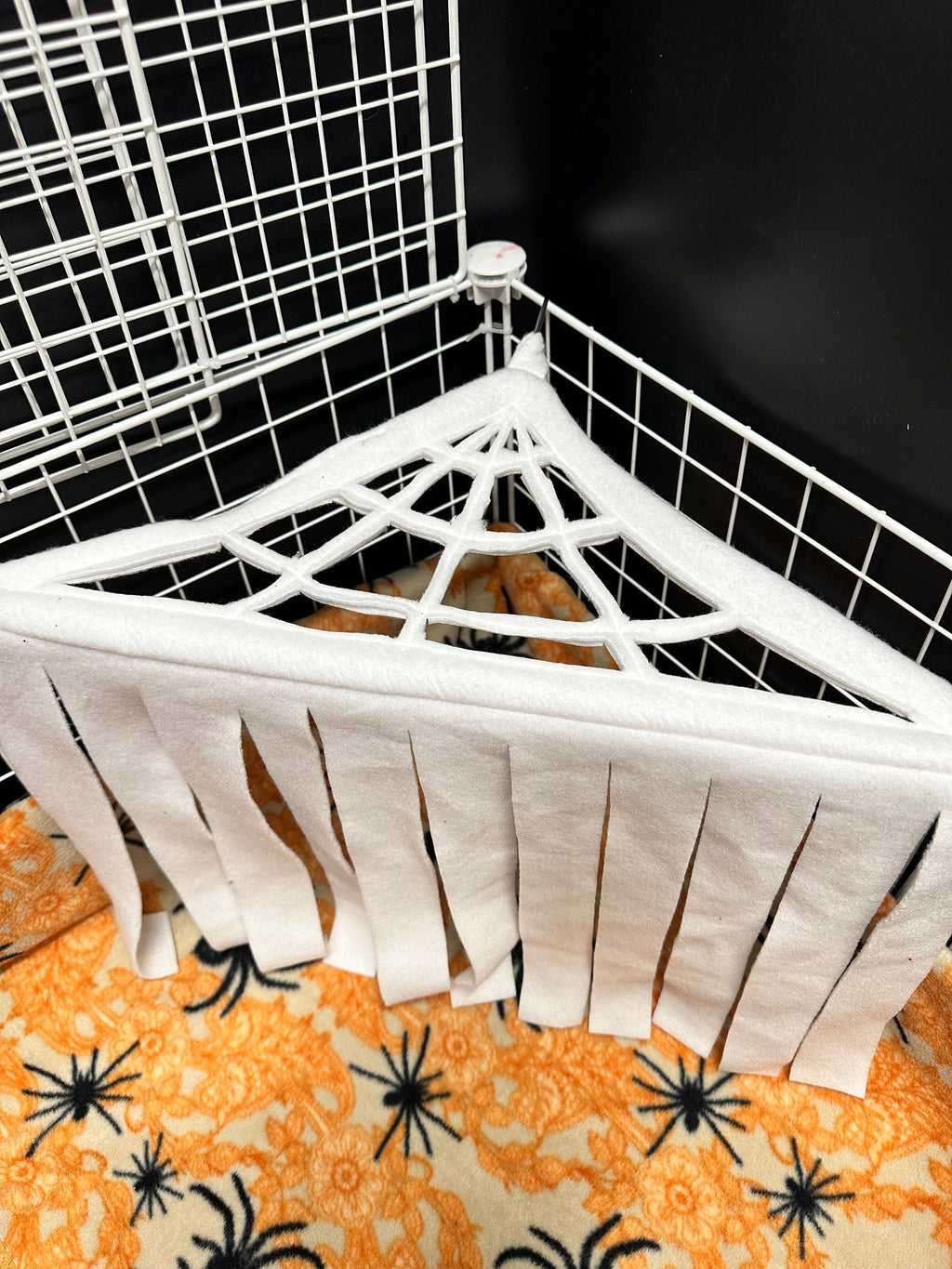 Spider web corner fleece Forrest | Fleece Forrest | Guinea pig cage accessory | Halloween cage theme