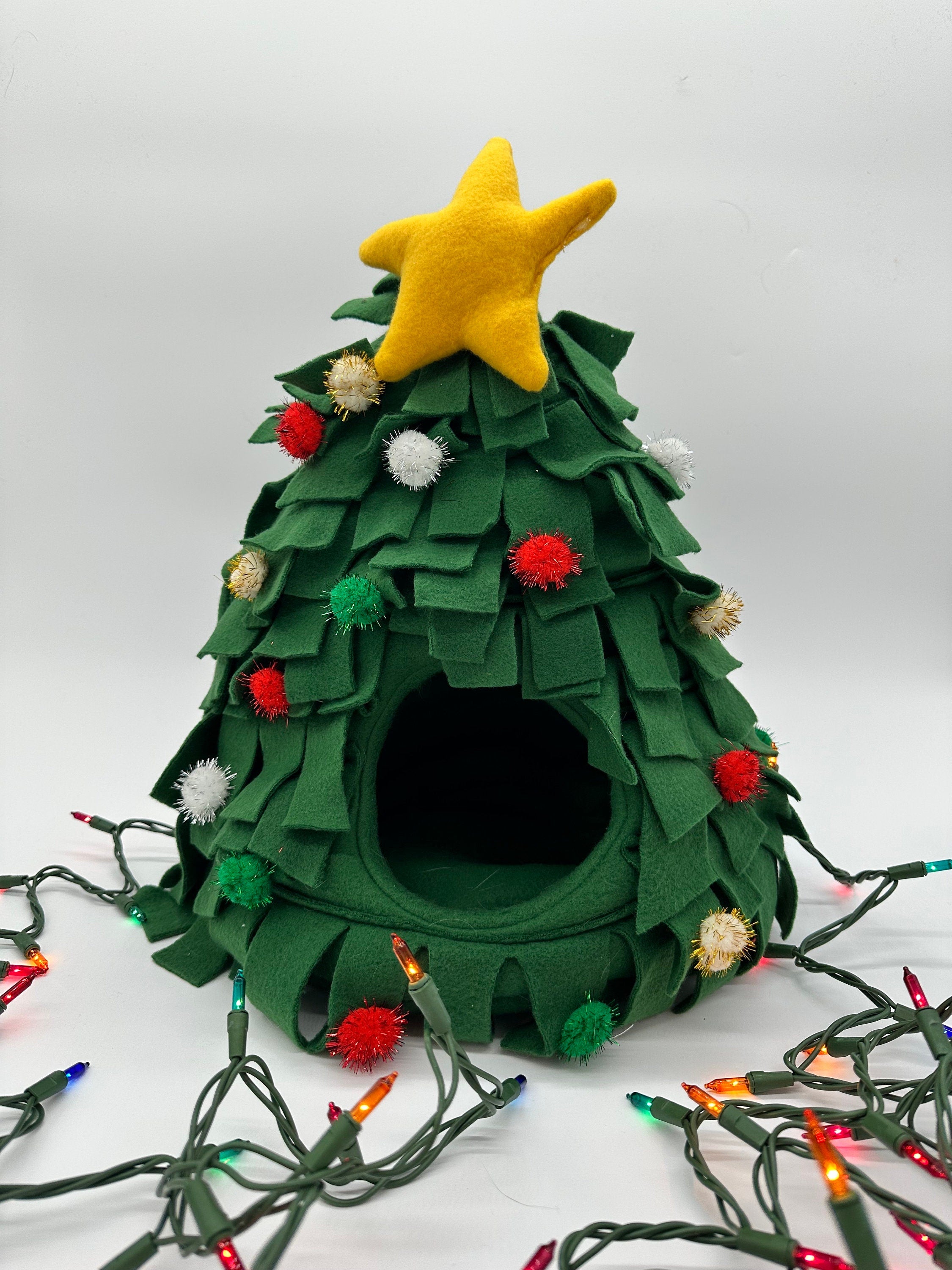Christmas tree with ornaments cuddle cubby | Guinea pig Christmas tree| Guinea pig holiday bed | Snuggle bed | Small animal bed