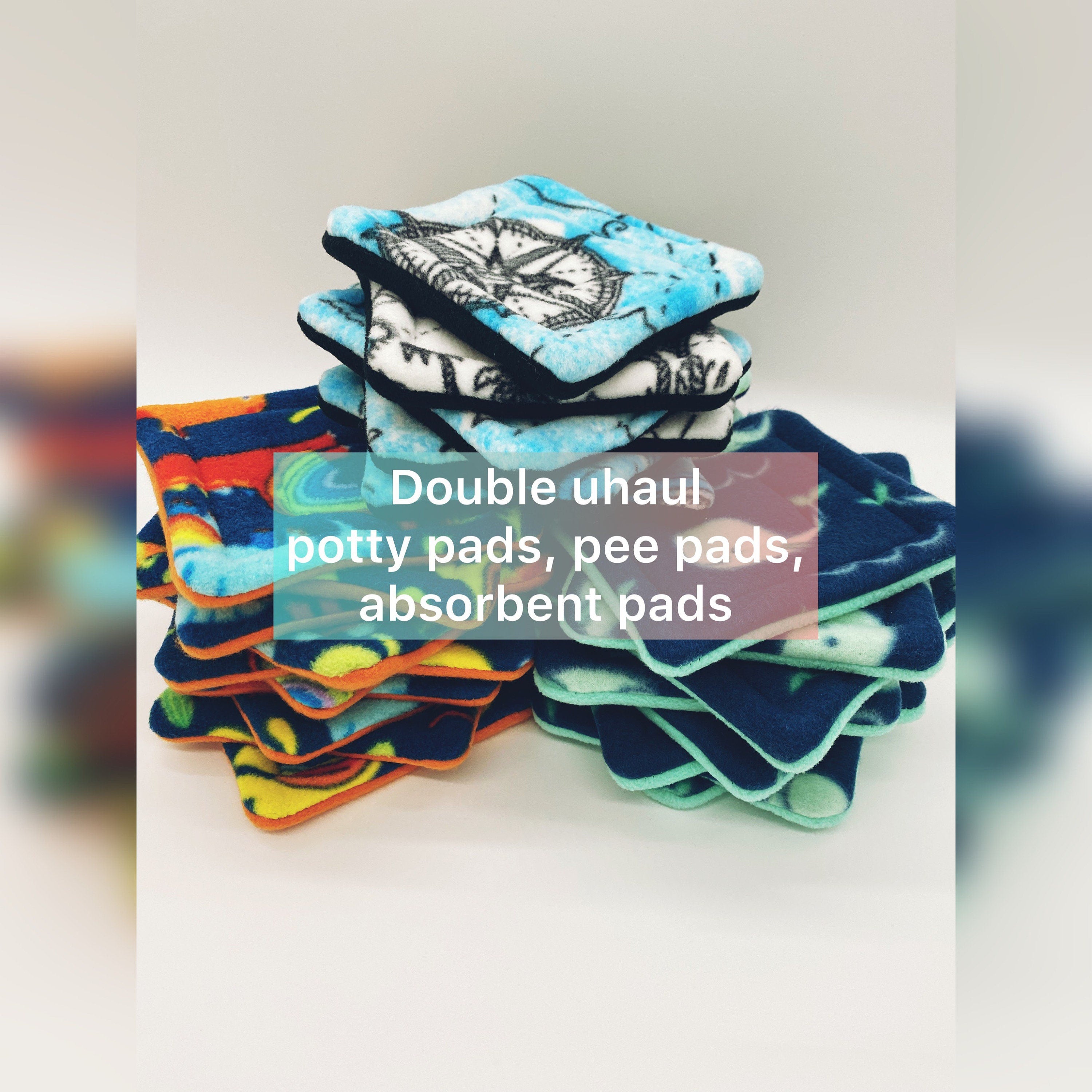 Guinea Pig Potty Pads: Fleece Pee Pads with Double Uhaul (Two Pack)