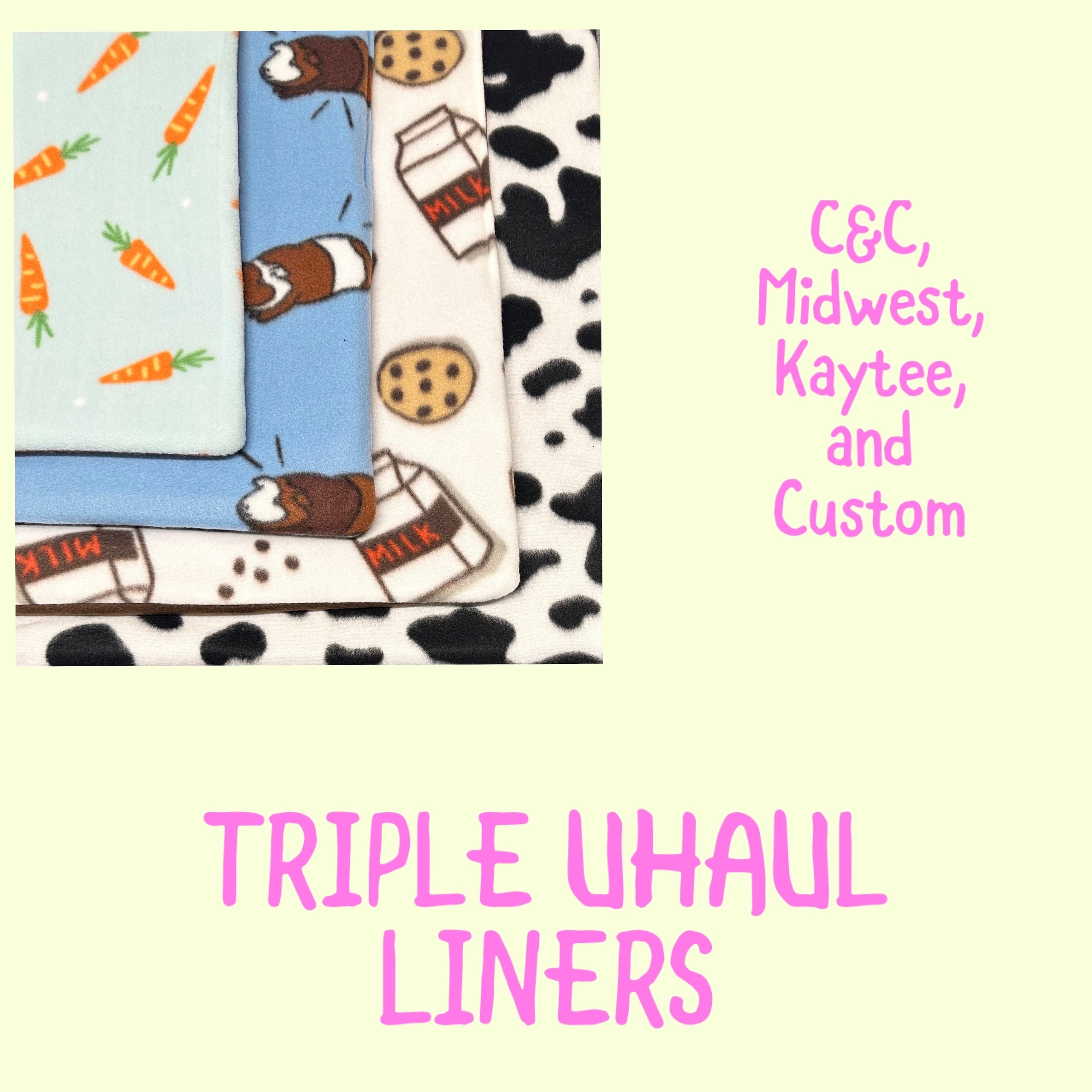 Guinea Pig Cage Liner Triple Uhaul | Fleece Cage Liner | Midwest Cage Liner | C&C cage liner | custom cage liner